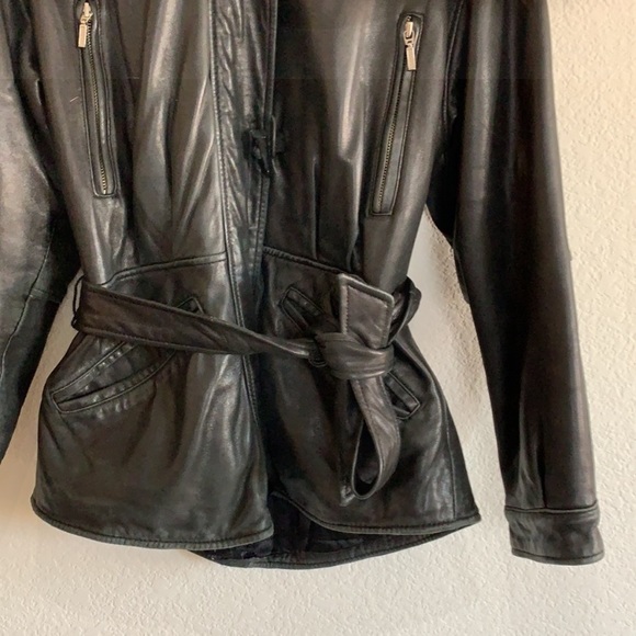 LNR | Convertible leather coat Fox hood trim black - Picture 3 of 16